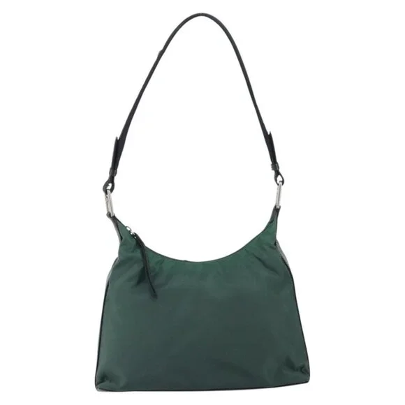 Authentic PRADA Shoulder Bag Nylon Khaki Silver - Picture 5 of 16